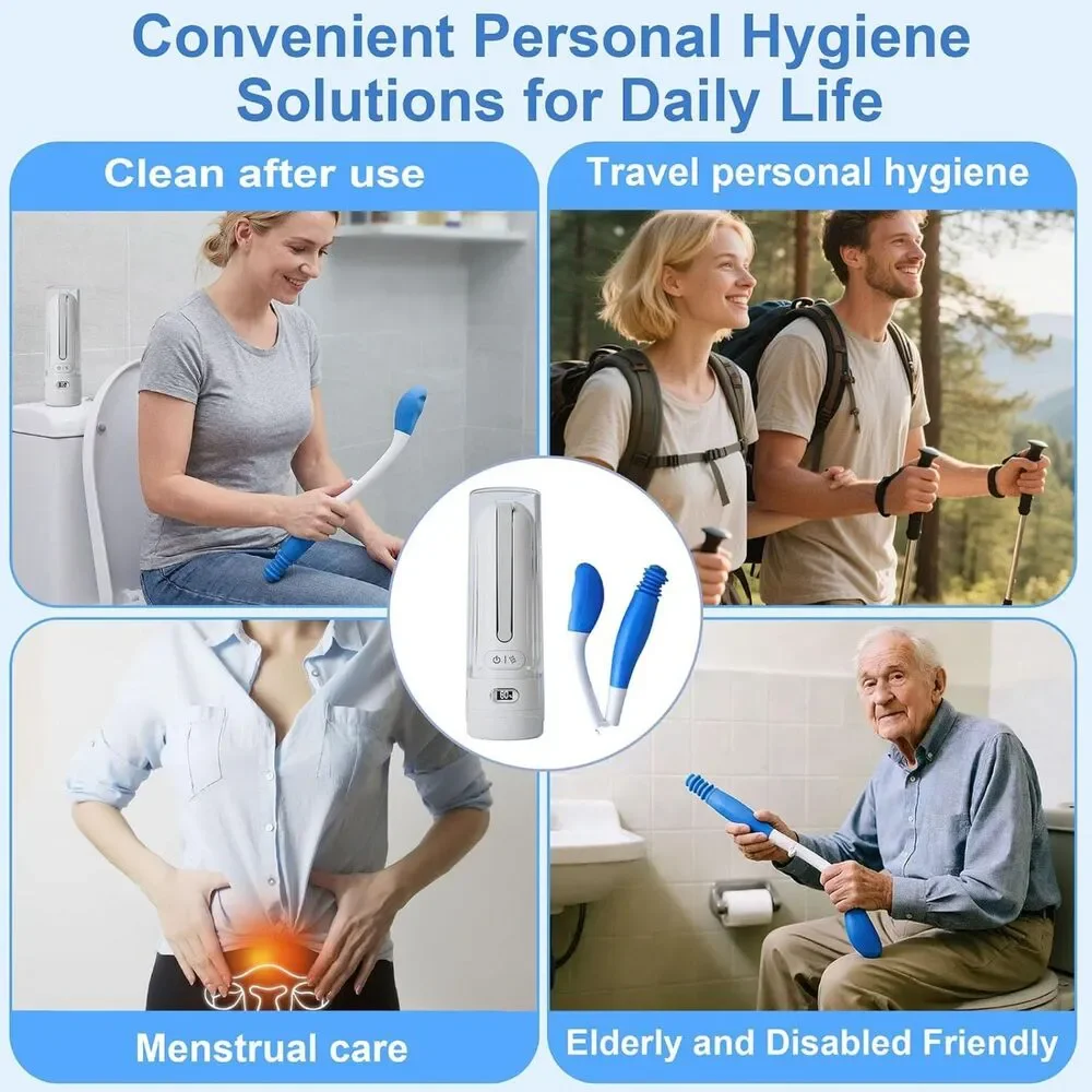 Portable Electric Bidet & Foldable Wiper Tool Set White